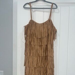 Fringe Layered Brown Dress